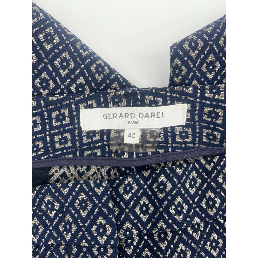 Gerard Darel Paris Andra Geometric‎ Print Trousers Navy White Size 42 - Picture 3 of 11